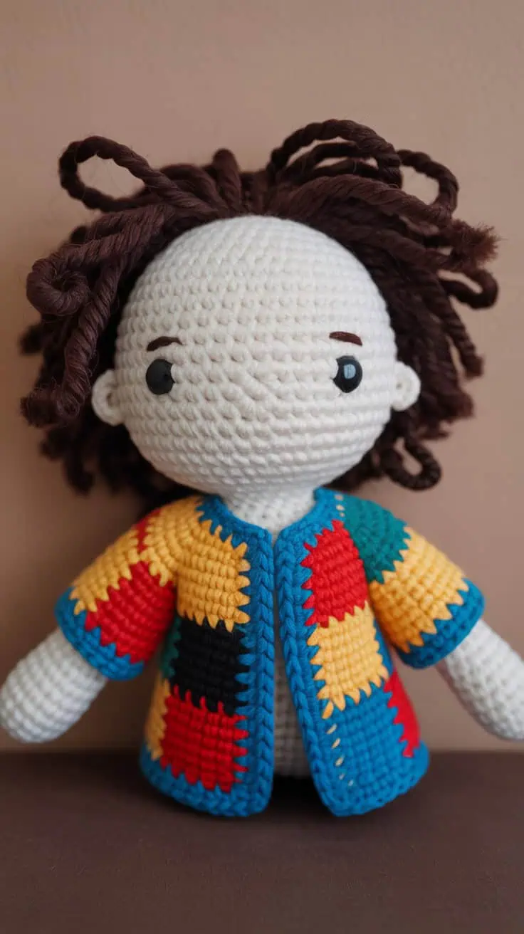 17 Harry Styles Cardigan Crochet Patterns: Customized Comfort for All Fans! 26 a handmade crochet doll with a round