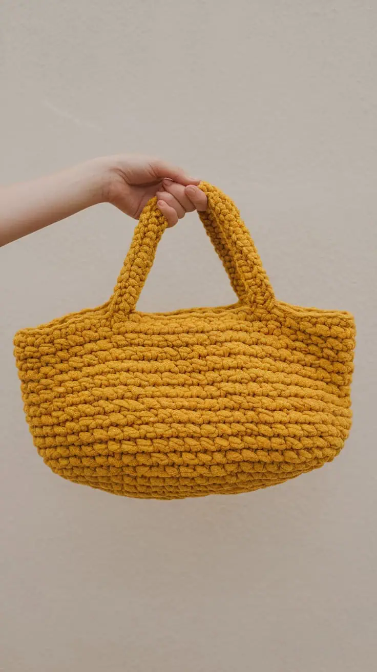 30 Messenger Bag Crochet Patterns: Unleash Your Creativity with Easy DIY Designs 39 a photo of a hand holding a chunky