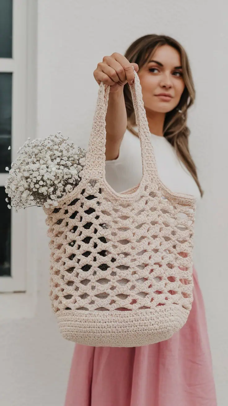 30 Messenger Bag Crochet Patterns: Unleash Your Creativity with Easy DIY Designs 59 a photo of a woman holding a beige croch 13SzWVkdQ3 Ly6Wv dJ8kg LpRLh9iRTZOtmDD7uWXHHw