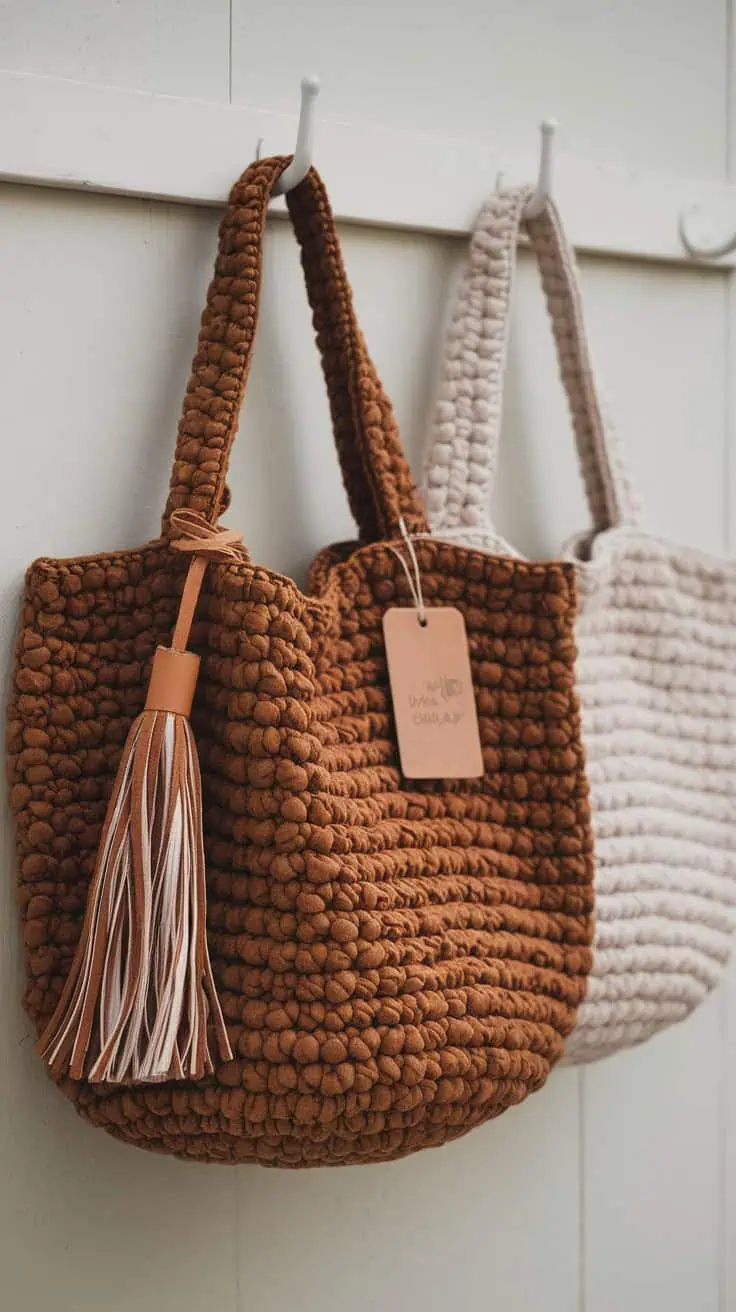 30 Messenger Bag Crochet Patterns: Unleash Your Creativity with Easy DIY Designs 65 a photo of two handcrafted bags hanging elrXvTFwSbCJkoWptCRFww gSTS4CrwSAiZSeCUDvIKeA