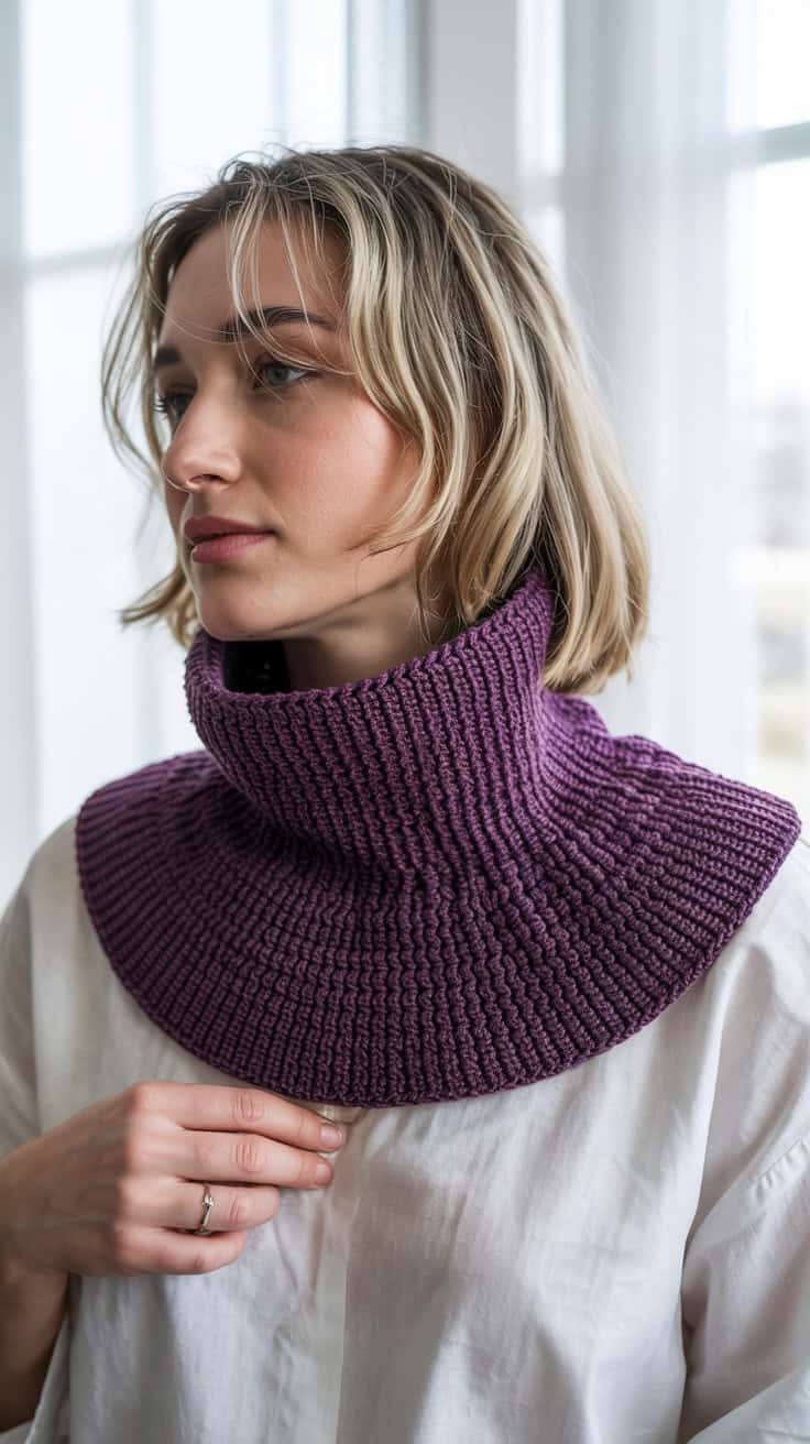 26 Neck Warmer Crochet Patterns: Fashionable DIY Projects for Beginners 46 a photograph of a striking purple croche zM wXBIXT82eoaAhI45pVg X VVNRhGSPiblpi NGDJQ