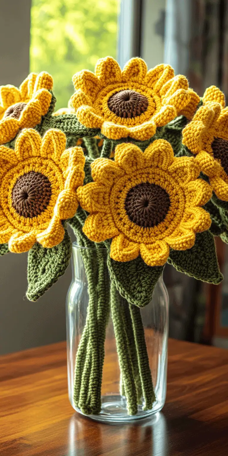 25 Large Sunflower Crochet Patterns: Brighten Your Home with DIY Decor 9 Crochet Sunflower Pattern for Vibrant Flowers