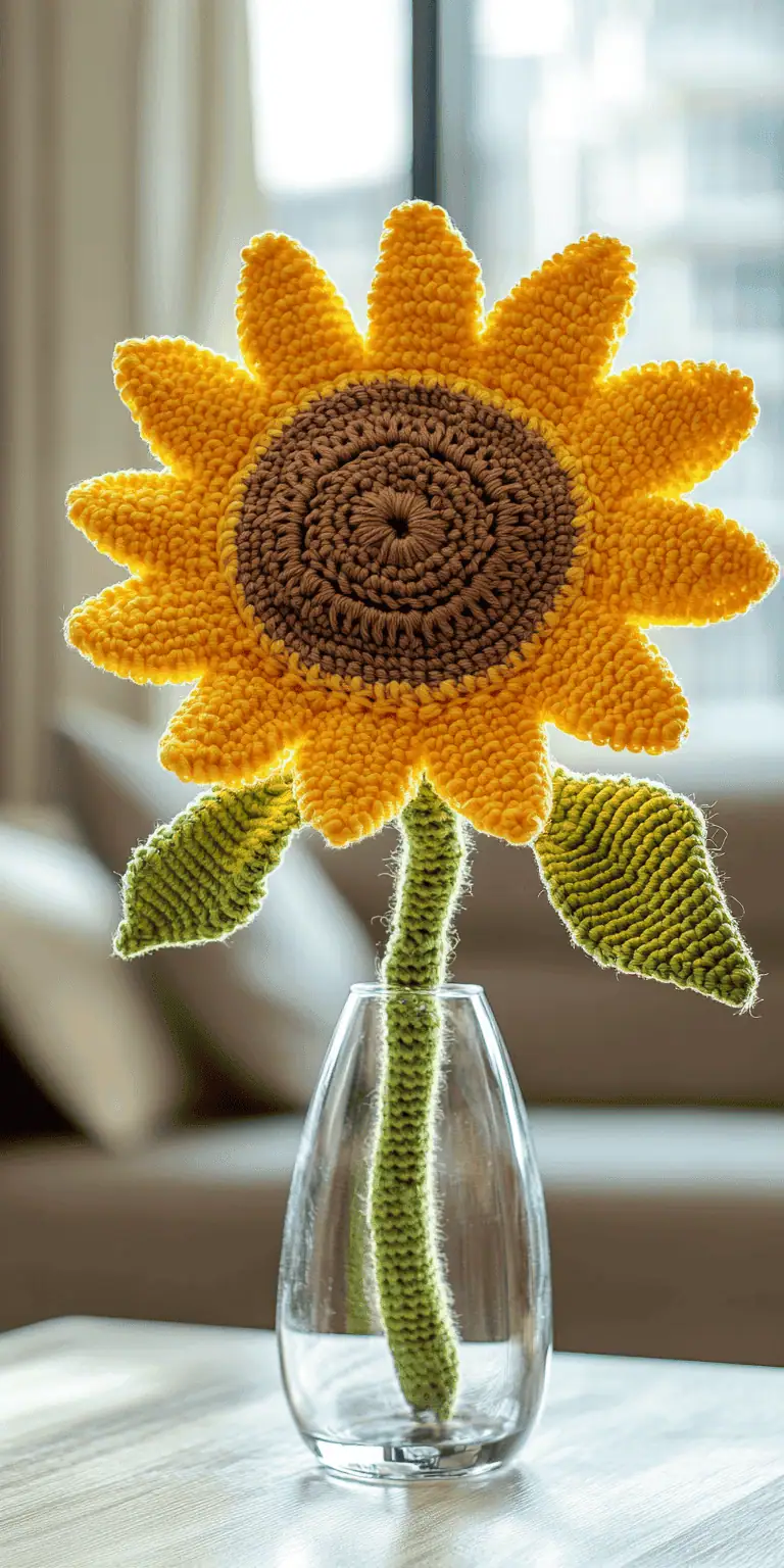 25 Large Sunflower Crochet Patterns: Brighten Your Home with DIY Decor 55 Sunflower Amigurumi Crochet Pattern Realistic Home Decor