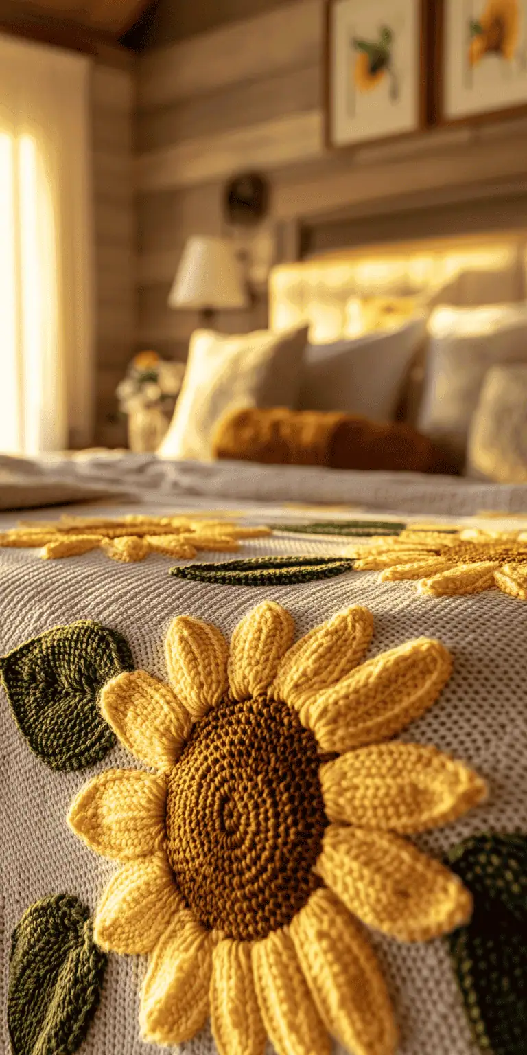 25 Large Sunflower Crochet Patterns: Brighten Your Home with DIY Decor 31 Sunflower Crochet Blanket Pattern by libbycraft