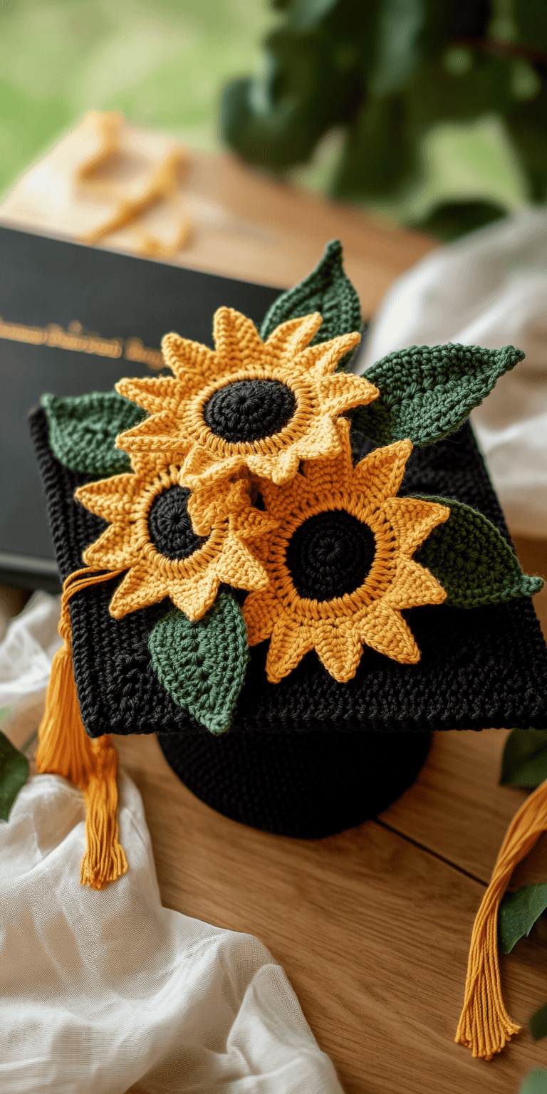 25 Large Sunflower Crochet Patterns: Brighten Your Home with DIY Decor 39 Sunflower Crochet Bouquet Pattern for Graduation DIY 2