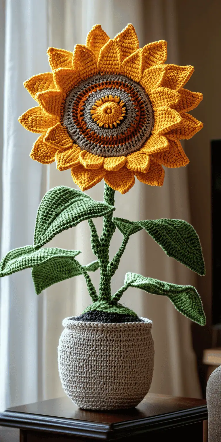 25 Large Sunflower Crochet Patterns: Brighten Your Home with DIY Decor 51 Sunflower Crochet Pattern by Happy Patty Crochet