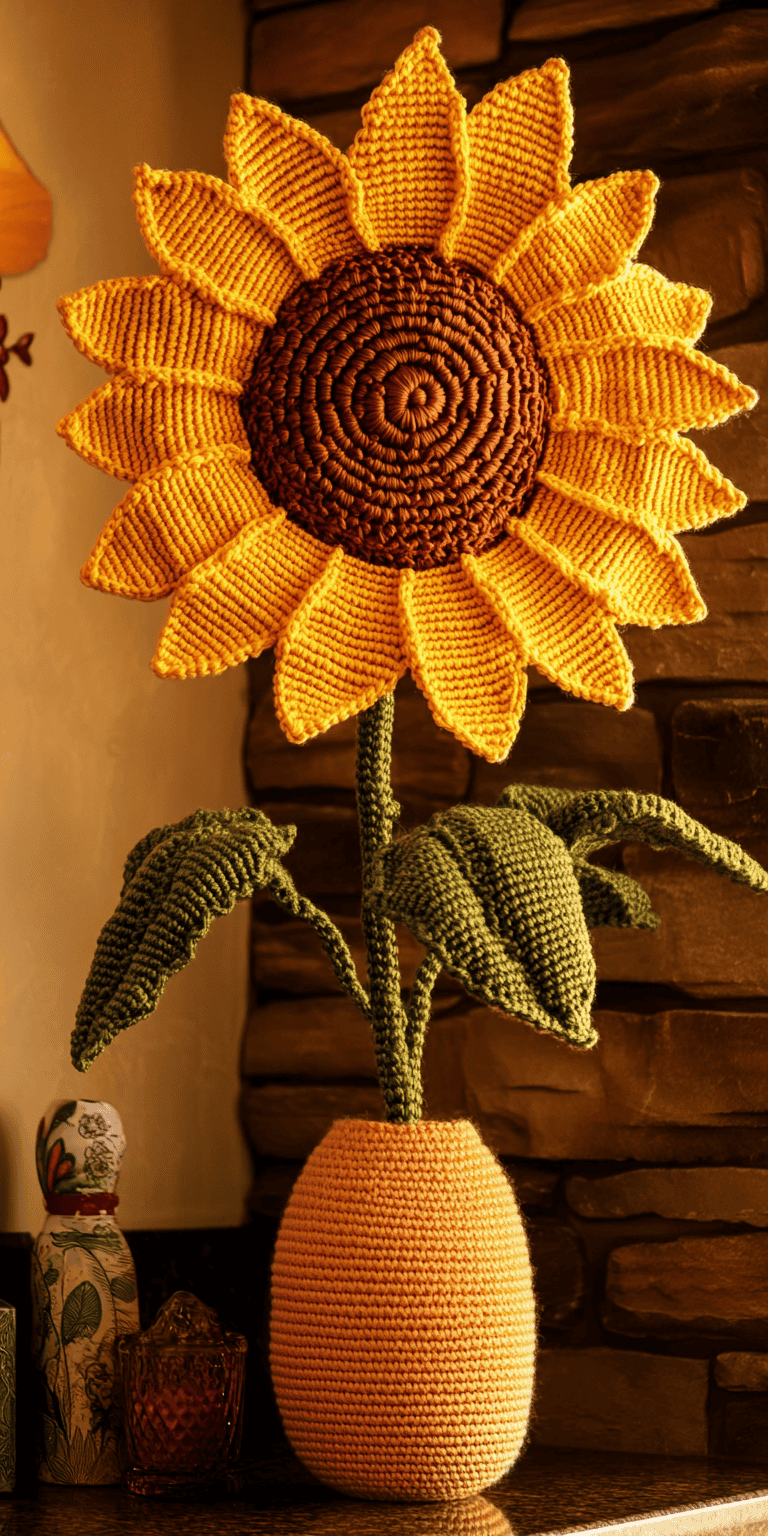 25 Large Sunflower Crochet Patterns: Brighten Your Home with DIY Decor 47 Sunflower Crochet Pattern