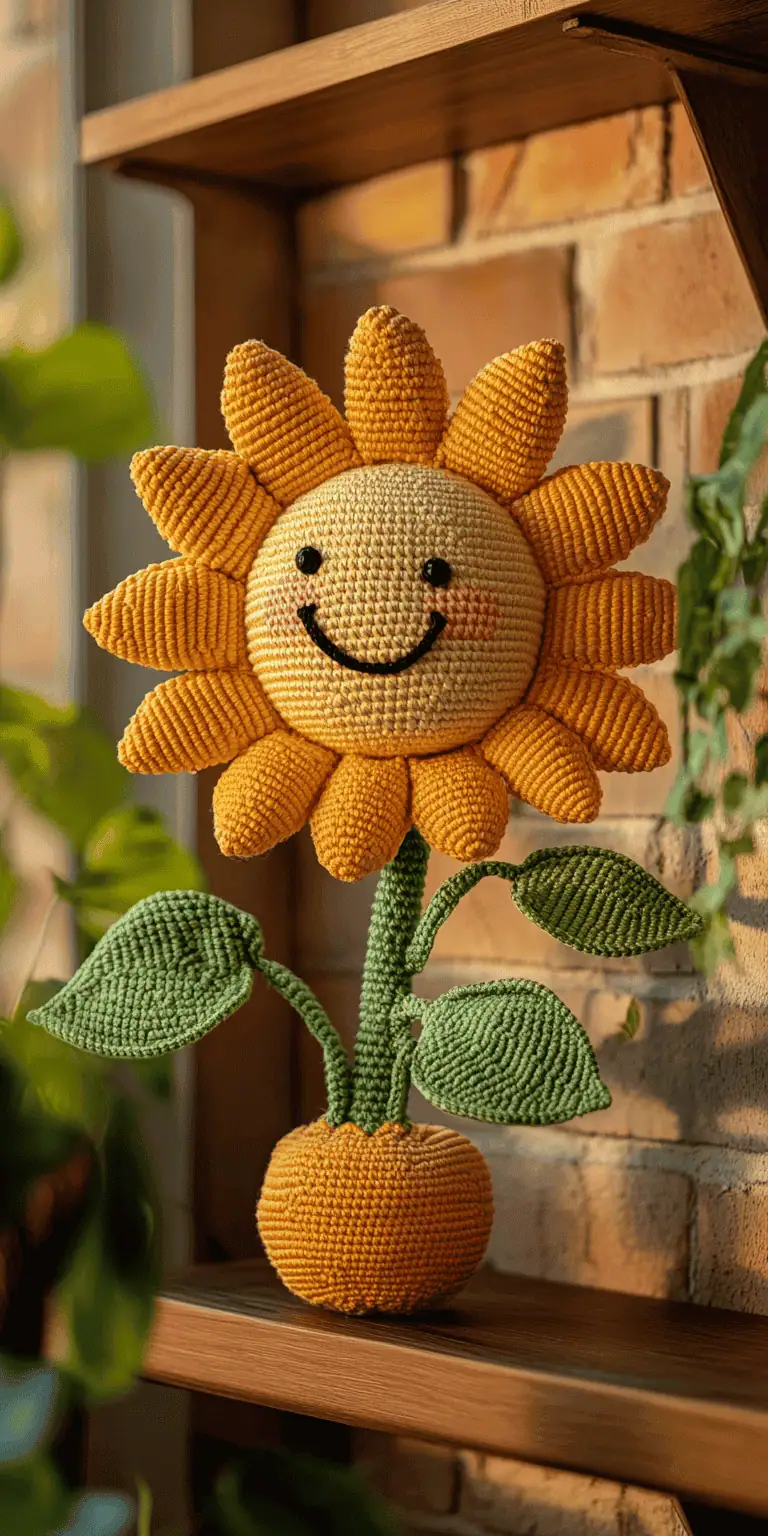 25 Large Sunflower Crochet Patterns: Brighten Your Home with DIY Decor 15 Sunny the Sunflower Crochet Pattern