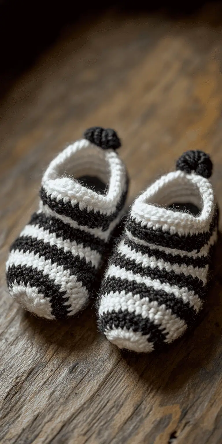 23 Baby Boy Blanket Crochet Patterns: Adorable Designs for Your Little One 9 Zebra Style Crochet Newborn Shoes