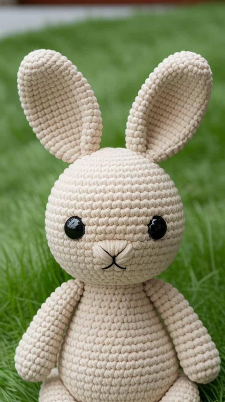 18 Easter Bunny Crochet Patterns: Celebrate Spring with Handmade Charm 34 a close up photograph of a cream colored y N 2n