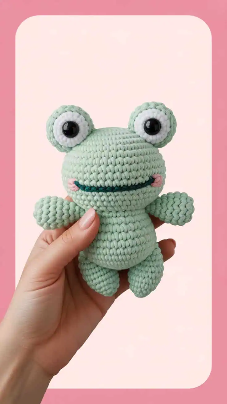 34 Frog Crochet Patterns: Create Adorable Amigurumi for All Crocheters 9 a close up photograph of a hand holding nZ1Rw4vSYmhfSBHSsSaTA ffWSCKKFQ4qd2GKXys0 gQ cover