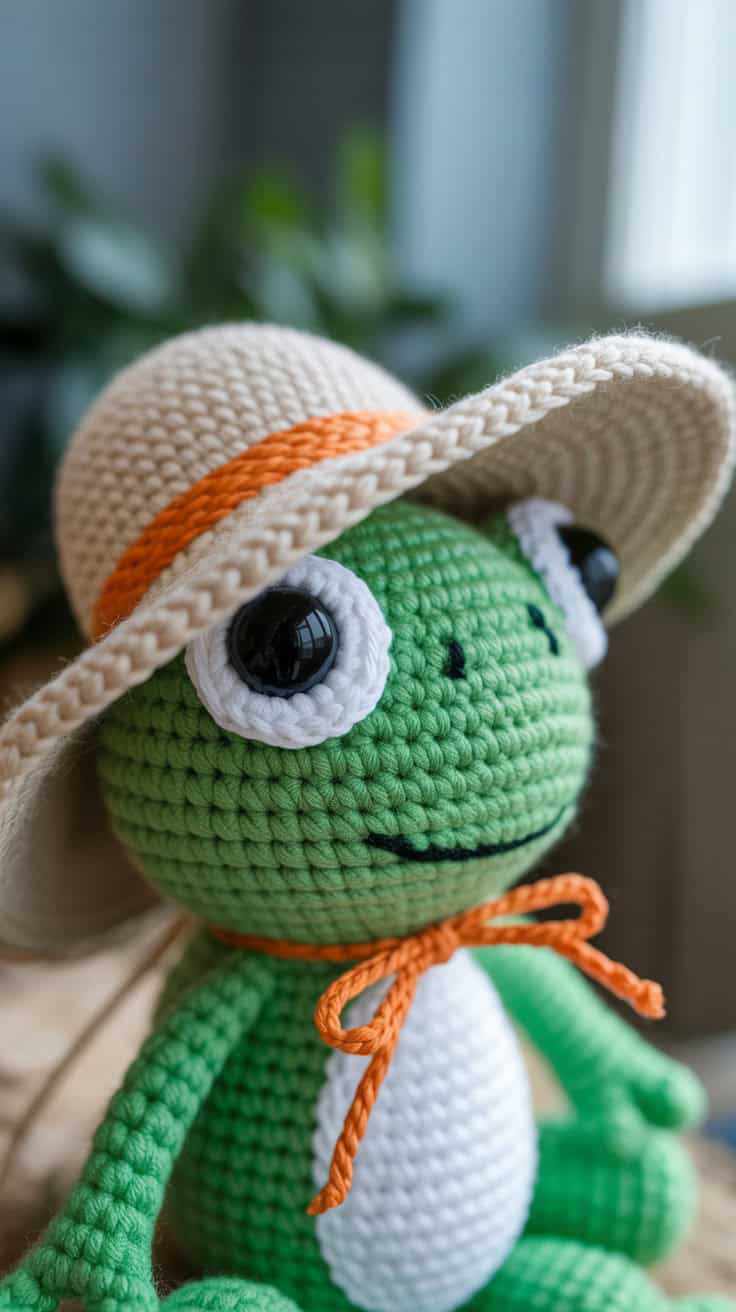 34 Frog Crochet Patterns: Create Adorable Amigurumi for All Crocheters 15 a close up photograph of a handcrafted c IWN6ifDsTpivuJB