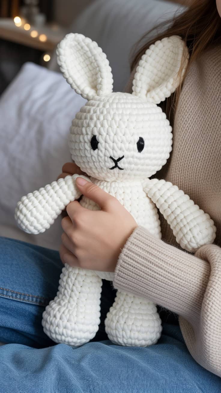 18 Easter Bunny Crochet Patterns: Celebrate Spring with Handmade Charm 26 a close up photograph of a white knitted oR3TZHrAS7uoSYKKQT1arQ 9dcC3K32QSKOB1OfHL0m A