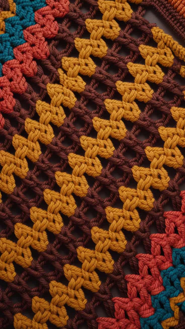 26 Mosaic Crochet Patterns: Boost Your Skills with Vibrant Designs 8 a close up photograph of an intricate cr 4ghKnB 4QV IaETwyrRaZQ qBsMyXlmS52AVeAcc0am5g
