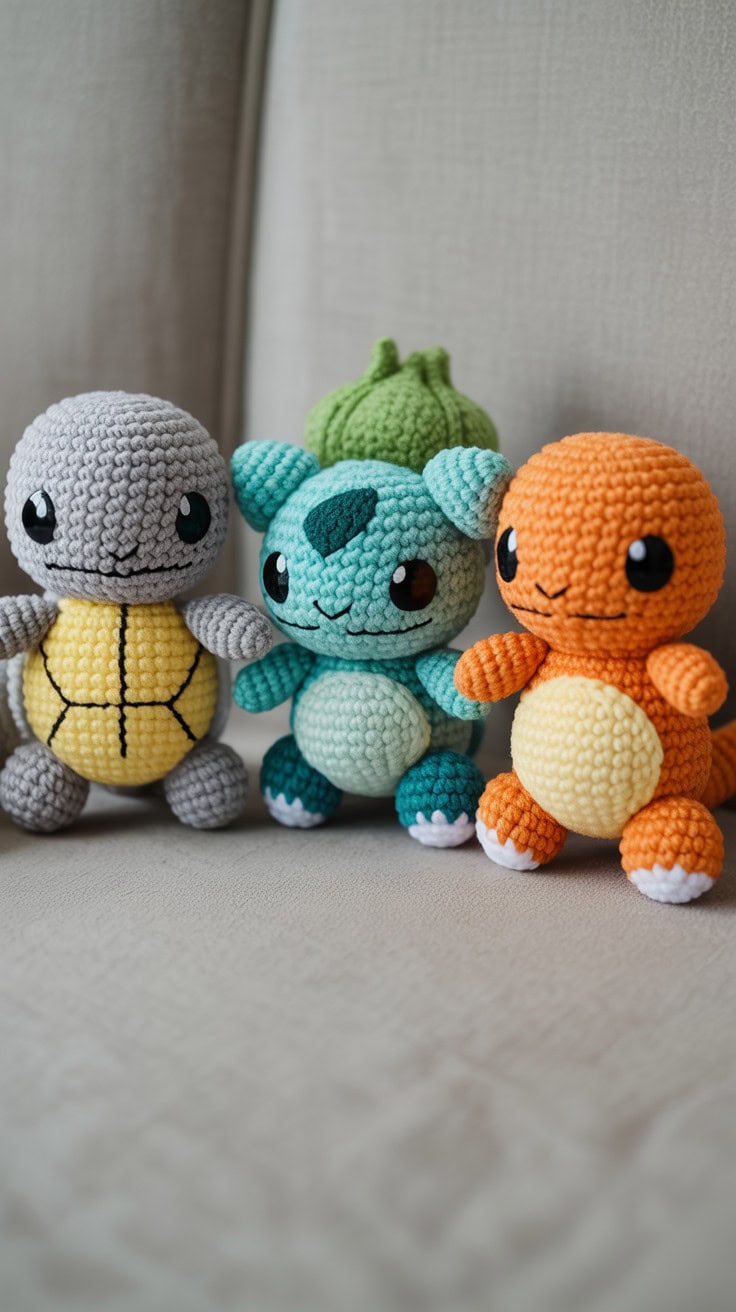 a close up photograph of three small