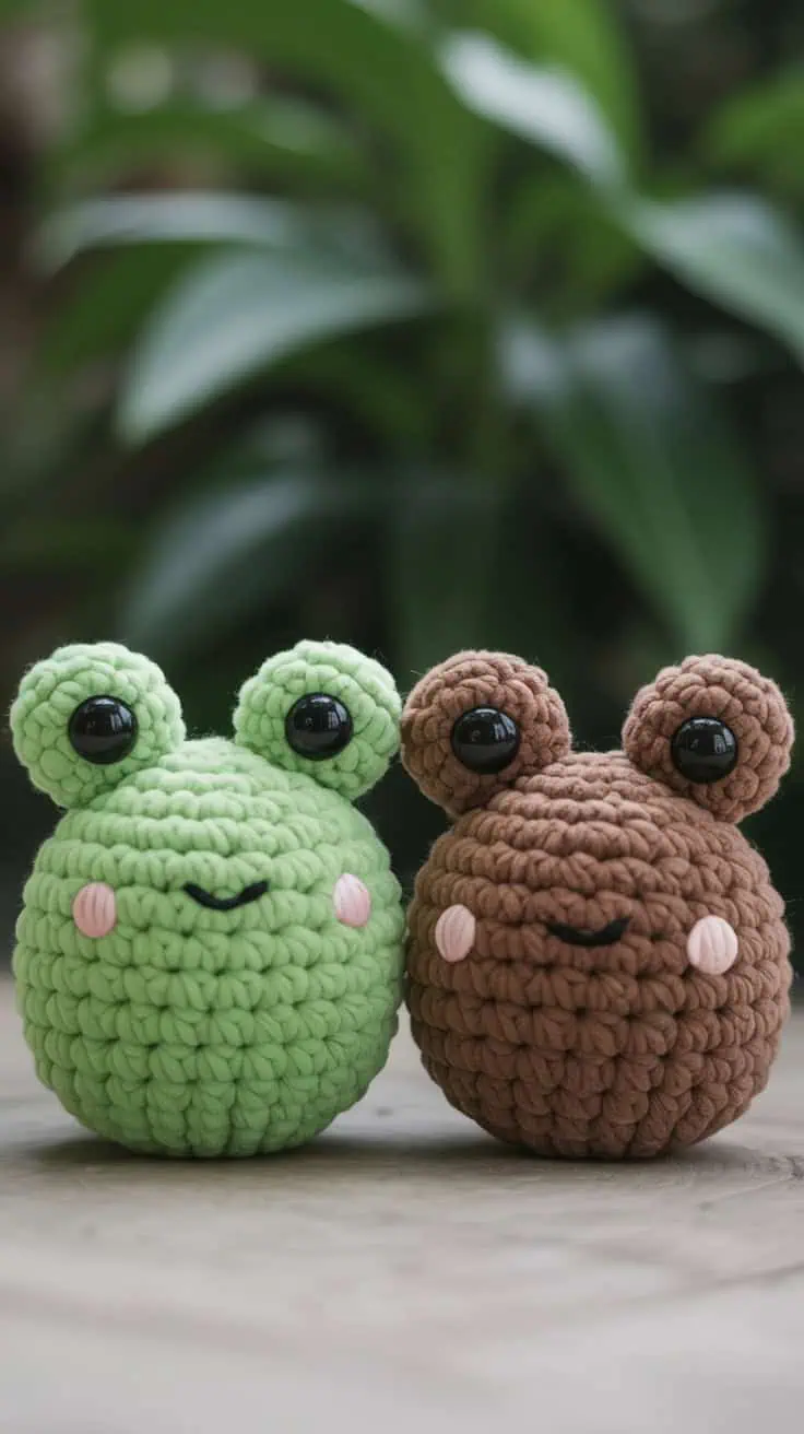 34 Frog Crochet Patterns: Create Adorable Amigurumi for All Crocheters 41 a close up photograph of two cute croche CJDaztf6R1u6fz0c9n4Ymg ev3vpvalREiyoZvDcSCCqA