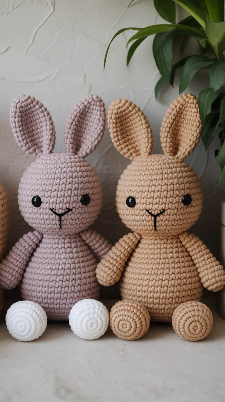 18 Easter Bunny Crochet Patterns: Celebrate Spring with Handmade Charm 32 a close up photograph of two
