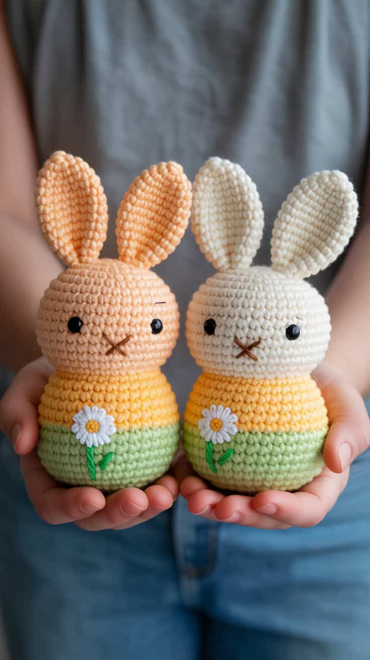 18 Easter Bunny Crochet Patterns: Celebrate Spring with Handmade Charm 24 a close up photograph of two handcrafted yrk3q2kzTv63dhI5XsYeZw CggqFr8LTNeUJ4ZZZS4Jfw