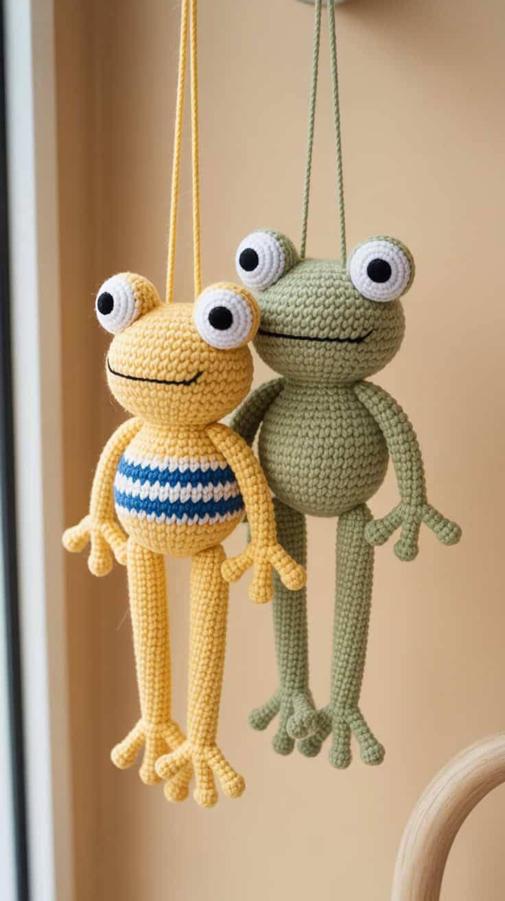 34 Frog Crochet Patterns: Create Adorable Amigurumi for All Crocheters 51 a close up photograph of two handmade