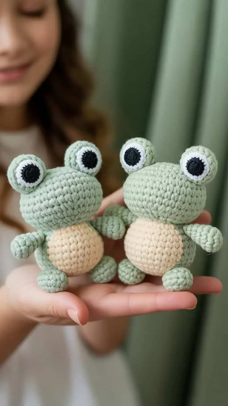 34 Frog Crochet Patterns: Create Adorable Amigurumi for All Crocheters 71 a close up photograph of two small