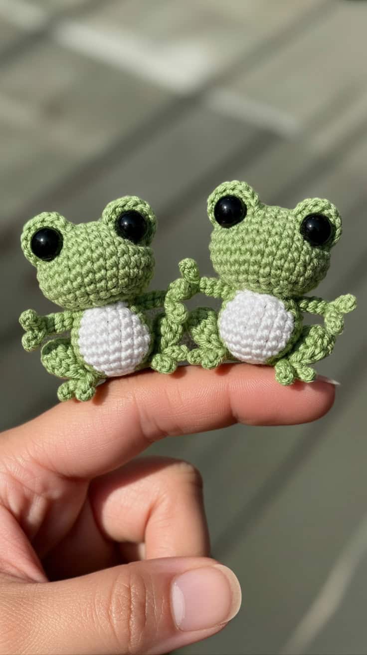 34 Frog Crochet Patterns: Create Adorable Amigurumi for All Crocheters 37 a close up photograph of two small croch kFIhB0eYR4mr1FadfnRufA gN7hzwlYT82JfbwYQ ocuQ