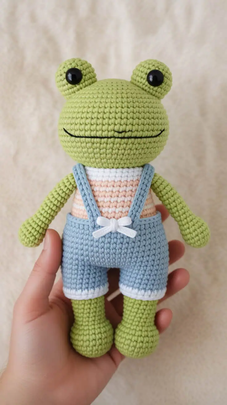 34 Frog Crochet Patterns: Create Adorable Amigurumi for All Crocheters 47 a handcrafted amigurumi frog doll made
