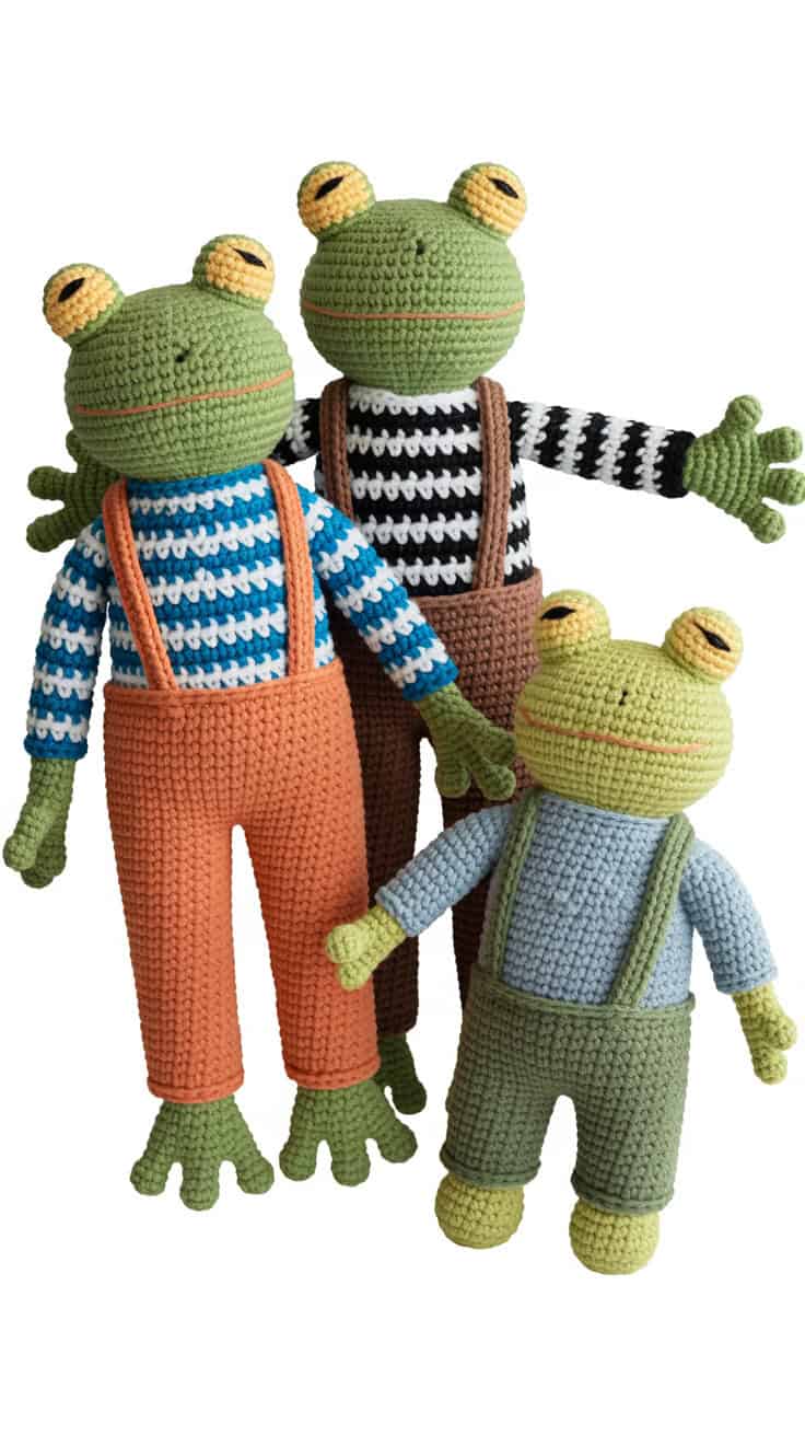 34 Frog Crochet Patterns: Create Adorable Amigurumi for All Crocheters 33 a photograph of three crocheted frog
