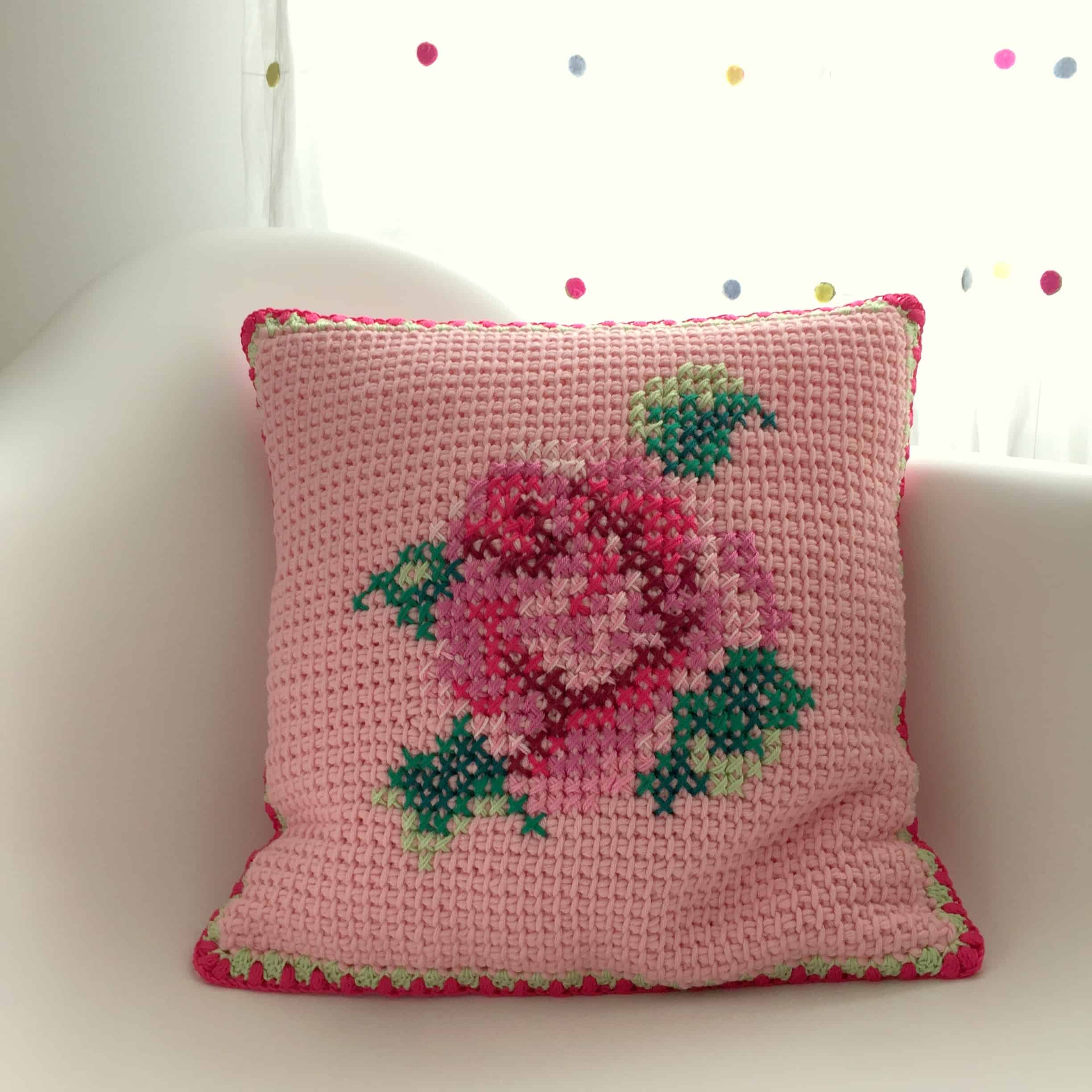 Meet Crochet Lover Marianne Dekkers-Roos 5 The “Tunisian Rose” Cushion