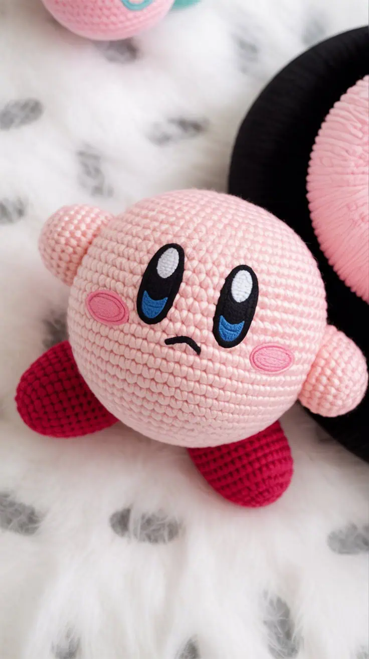 27 Kirby Crochet Patterns: Unleash Your Creativity with Fun Designs! 16 a close up photograph of a handmade amig 6sEqOv67Qxi1UBQCkuxtOg VIZoyh oR32hFZL7dlYn7Q cover