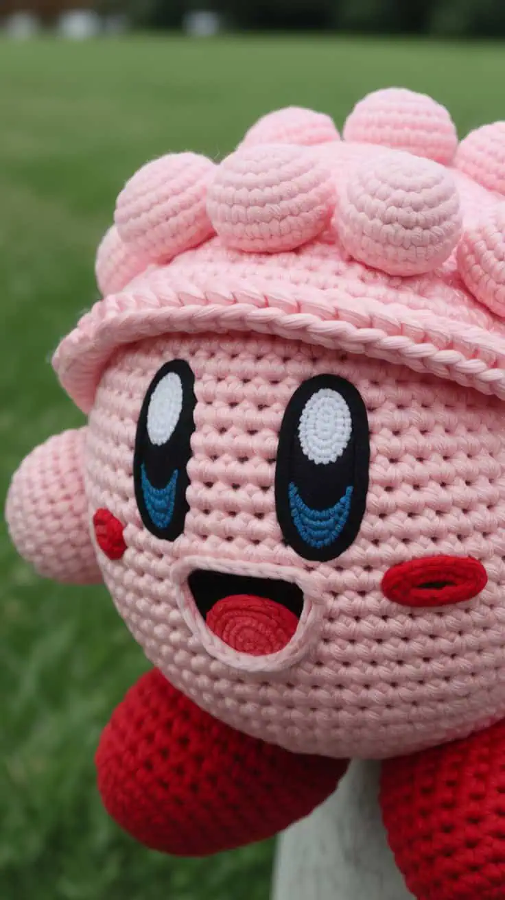 27 Kirby Crochet Patterns: Unleash Your Creativity with Fun Designs! 10 a close up photograph of a handmade croc PJCstDtJRHKS9ESlDqn7TA PG4boODmTLOTp0OEgzZd8A