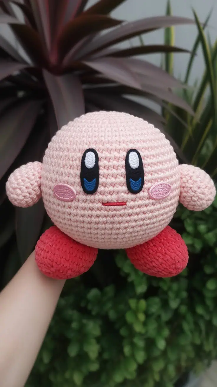 27 Kirby Crochet Patterns: Unleash Your Creativity with Fun Designs! 52 a close up photograph of a handmade croc cE9pt AjRGiHWqF7xJQzPg dNA5QlCVTJ evCywcJcNqA