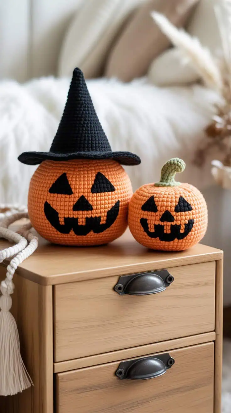28 Halloween Crochet Patterns: Spooktacular Projects for All Ages 32 a close up photograph of two crocheted h