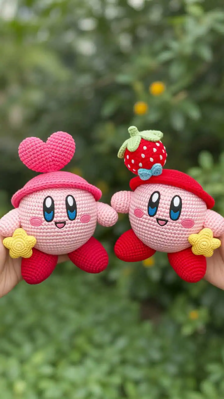 27 Kirby Crochet Patterns: Unleash Your Creativity with Fun Designs! 4 a close up photograph of two pink croche FHmXvm01TEeE8vRcvbI8CQ dV2yJd 5Q OjO1iRLQXEyg cover
