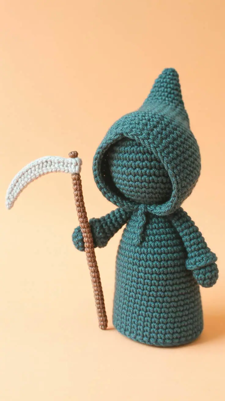 28 Halloween Crochet Patterns: Spooktacular Projects for All Ages 22 a crochet grim reaper amigurumi doll