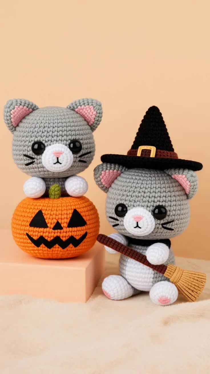 28 Halloween Crochet Patterns: Spooktacular Projects for All Ages 2 a pair of crocheted amigurumi style