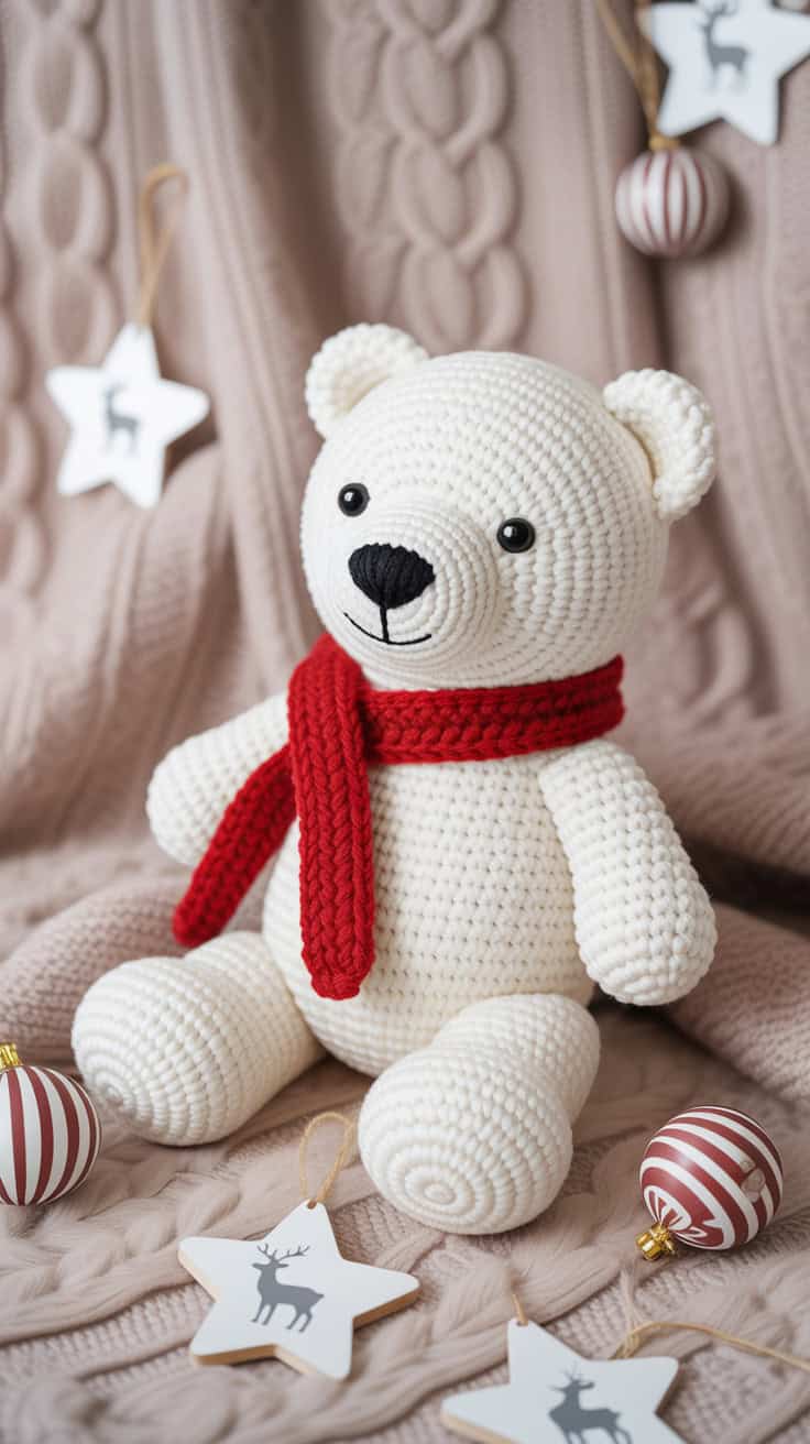 19 Polar Bear Crochet Patterns: Create Adorable Keepsakes for Everyone! 20 a photograph of a charming white crochet Y8oVo4H0Rtyg J2FmCC ug yztuTbYMR5OUmLQg9XmAlA