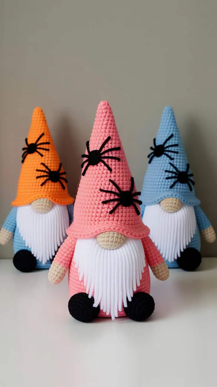 28 Halloween Crochet Patterns: Spooktacular Projects for All Ages 36 a set of three crocheted halloween gnome GnvtskU1QA2Fo0OuHnmwcQ yLG6DngoS4eEBQRenWjdrA