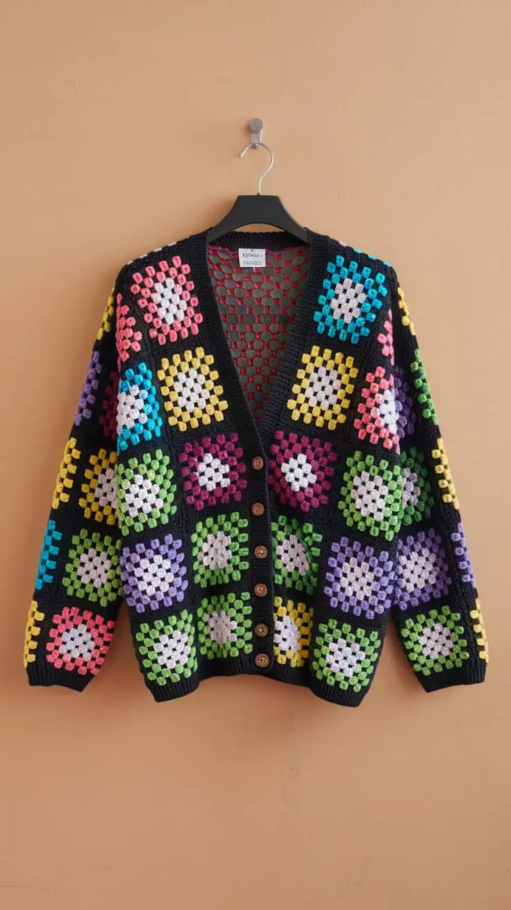19 Hexi Cardigan Crochet Pattern: Enhance Your Skills with Unique Designs 2 a vibrant hand knitted cardigan hanging dI7daPdbQS6Xigcj feTtQ ZUvK9qSmR0GZGoRI3N7 6A