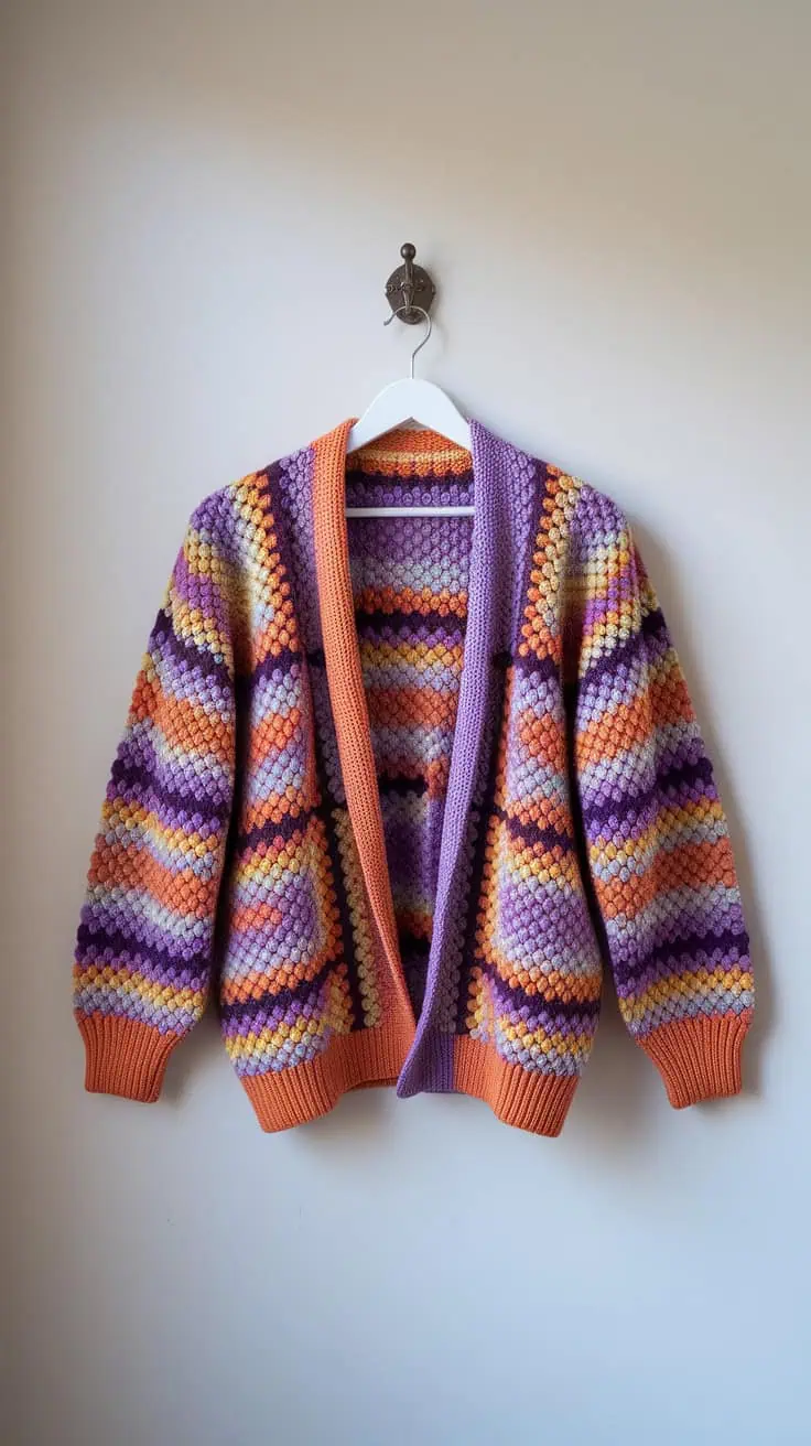 19 Hexi Cardigan Crochet Pattern: Enhance Your Skills with Unique Designs 38 a vibrant hand knitted cardigan hanging yUdmj u7QXqNzXYNWK2RvQ nVPj50HESISK5QCqgEe1mg
