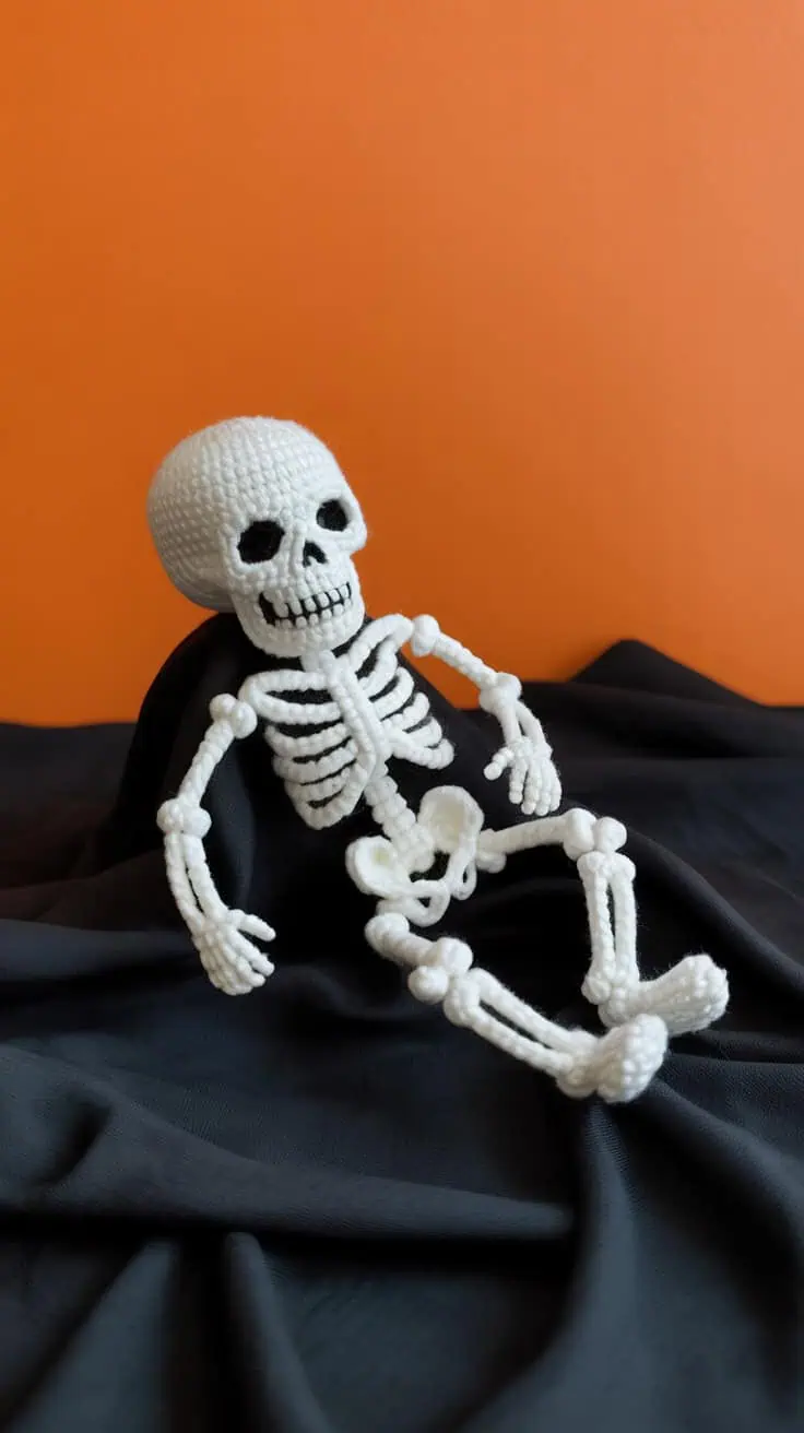 28 Halloween Crochet Patterns: Spooktacular Projects for All Ages 44 a white crocheted skeleton lying on a bl FljAW3m SuGwyhH2DFPl7g 7Z f5kM3TOK1TwoO15uwpQ