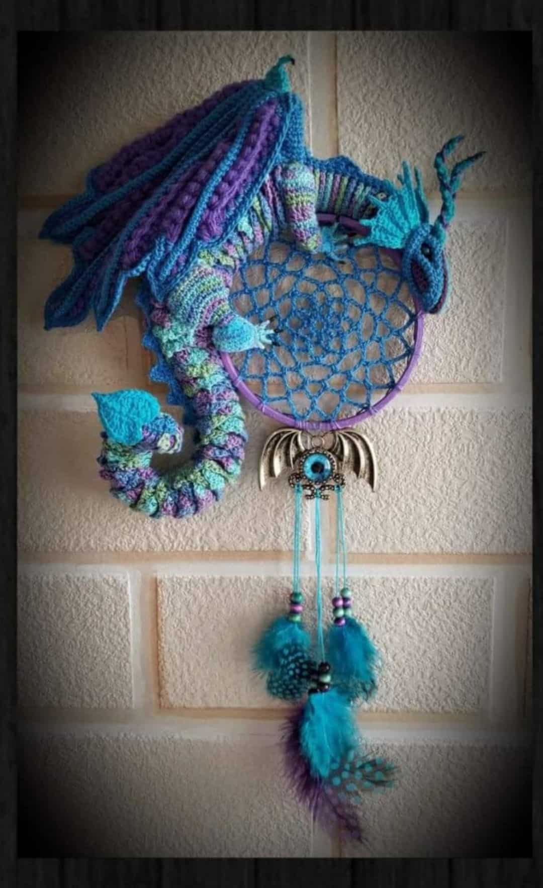 Crochet Dreamcatcher Patterns: 26 Beautiful Designs 14 Crochet Dreamcatcher Dragon
