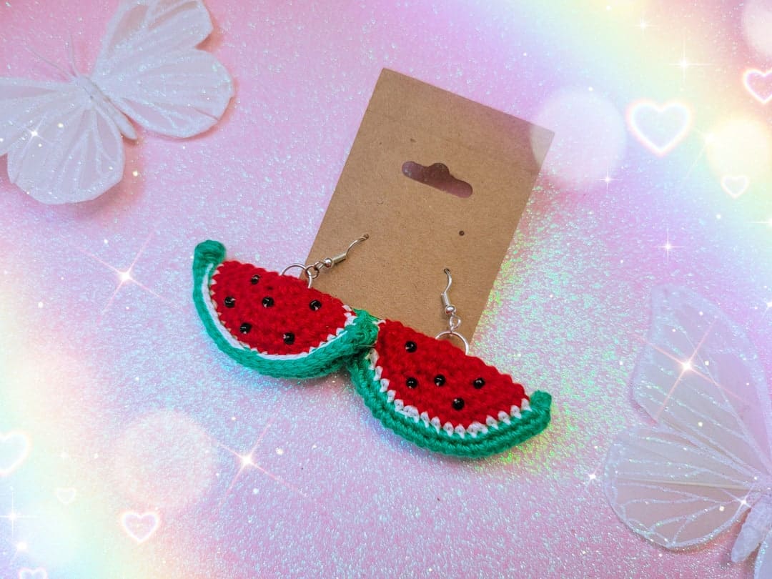 Crochet Watermelon Patterns to Cheer You Up 12 Small Watermelon Drop Earrings