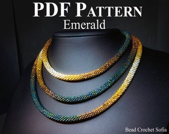 Emerald" Bead Crochet Necklace PDF Pattern