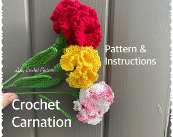 Easy-to-Follow Carnation Crochet Pattern PDF