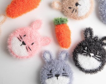 Rabbit & Carrot Crochet Scrubber Pattern DIY