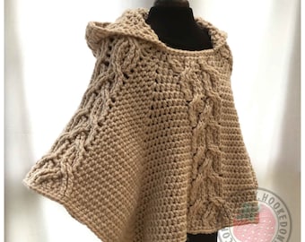 Milena Twist Cable Hooded Poncho Crochet Pattern