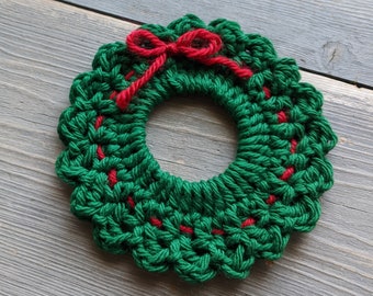Charming Christmas Wreath Crochet Coaster Pattern