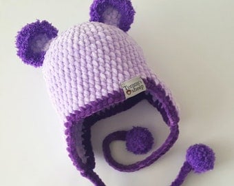 Crochet Bear Hat Pattern with Ear Flaps PDF