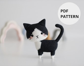 Tuxedo Cat Amigurumi Crochet Pattern PDF