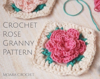 Rose Granny Square Crochet Pattern Tutorial